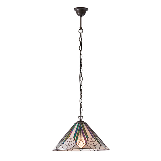 Astoria Medium Tiffany Glass Pendant Light In Dark Bronze