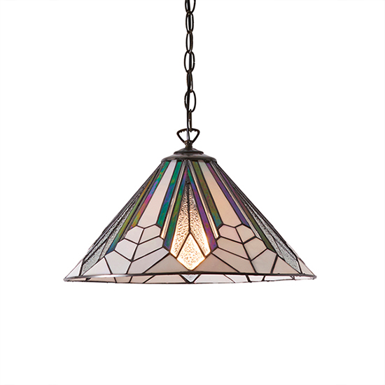 Astoria Medium Tiffany Glass Pendant Light In Dark Bronze