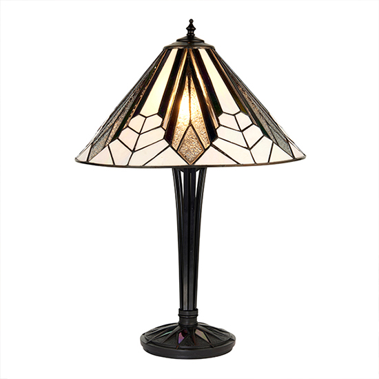 Astoria Medium Tiffany Glass Table Lamp In Black