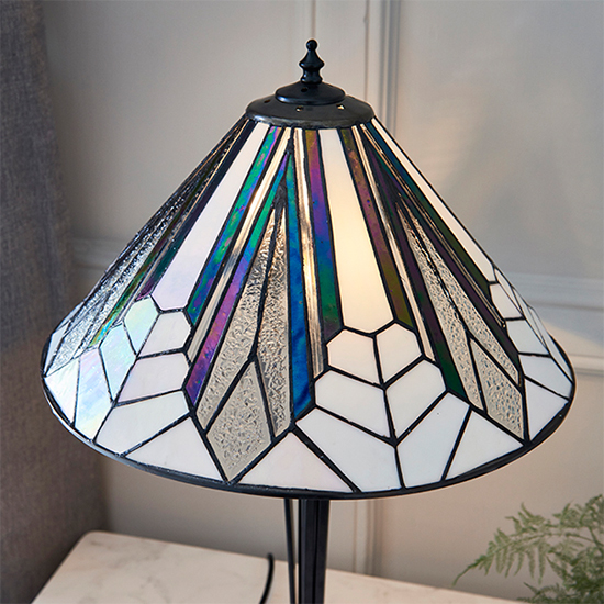 Astoria Medium Tiffany Glass Table Lamp In Black