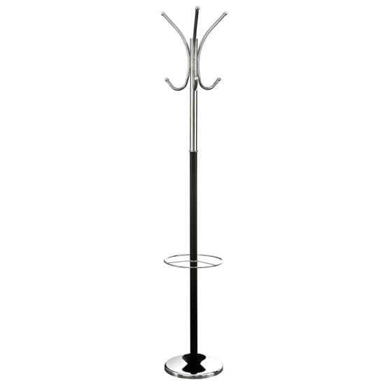 Product photograph of Astoria Metal Floor Standing Coat Stand In Black And Chrome from Furniture in Fashion