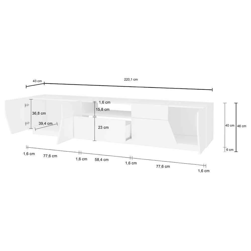 Astoria Small High Gloss TV Stand In White
