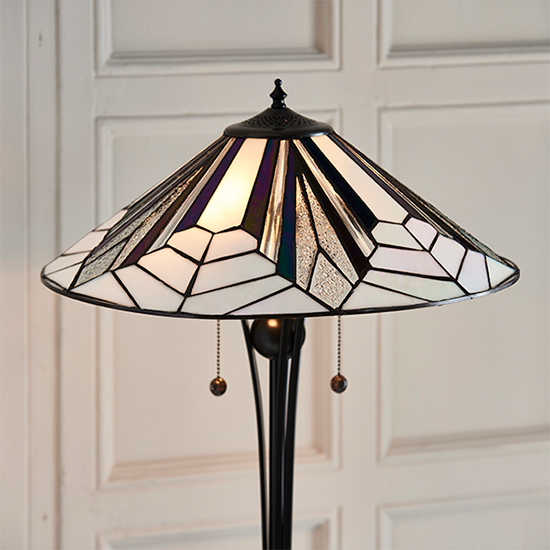 Astoria Tiffany Glass Floor Lamp In Black
