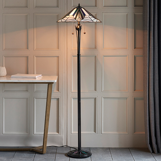 Read more about Astoria tiffany glass floor lamp in black