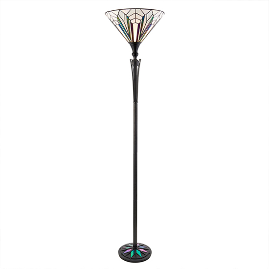 Astoria Tiffany Glass Uplighter Floor Lamp In Black