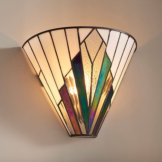 Astoria Tiffany Glass Wall Light In Dark Bronze