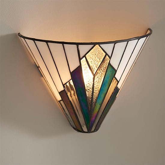 Read more about Astoria tiffany glass wall light in dark bronze