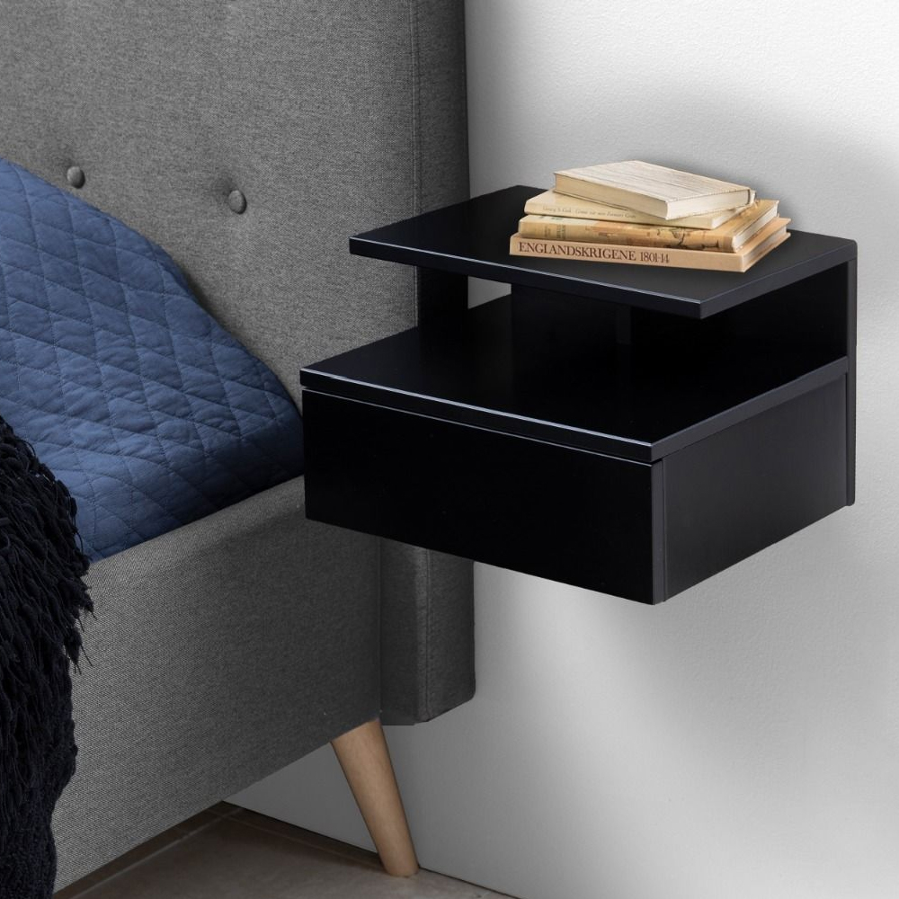 Read more about Astoria wooden bedside cabinet with 1 drawer in black