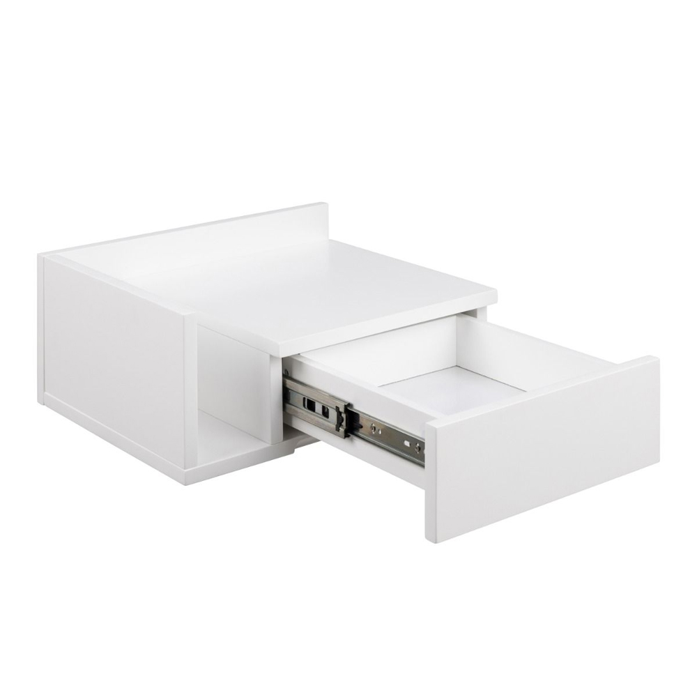 Astoria Wooden Wall Hung Bedside Cabinet With 1 Drawer In White