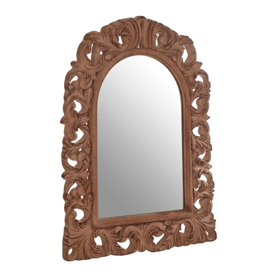 Astoya Arc Leaf Wall Mirror In Antique Brown
