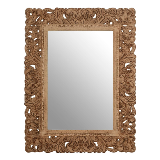 Astoya Rectangular Leaf Wall Mirror In Antique Brown