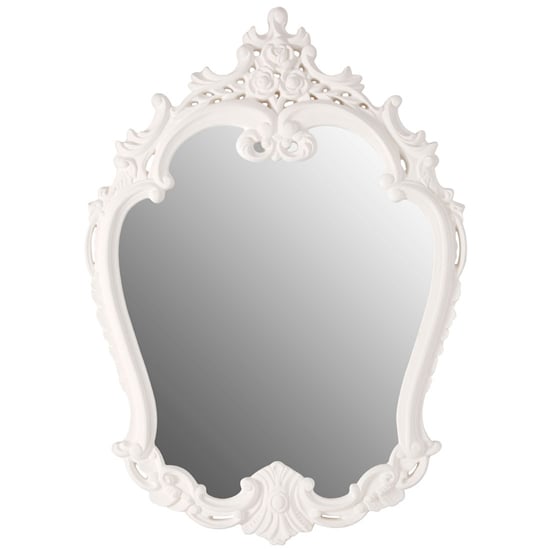Astoya Rose Crest Wall Mirror In Antique White