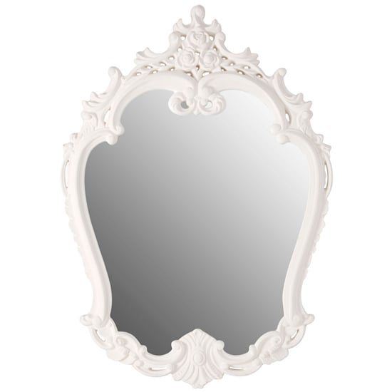 Product photograph of Cikroya Rose Crest Wall Bedroom Mirror In Antique White Frame from Furniture in Fashion