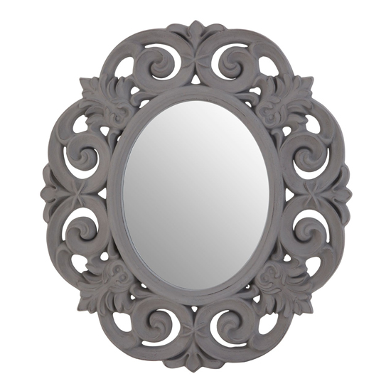 Product photograph of Astoya Scroll Design Wall Mirror In Antique Grey from Furniture in Fashion