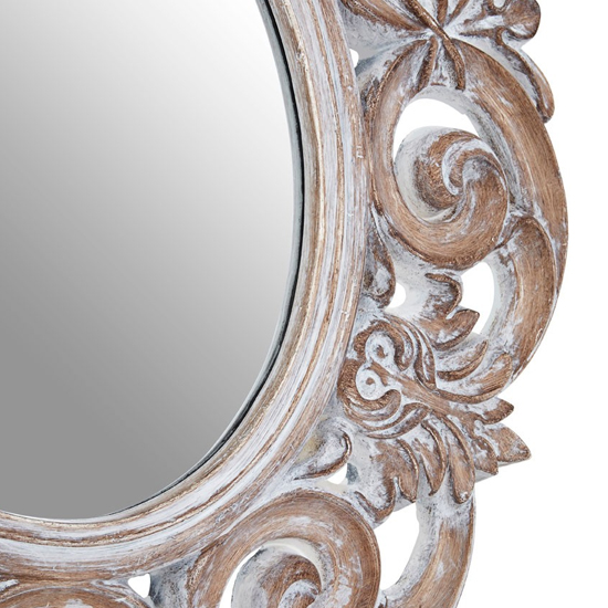 Astoya Scroll Design Wall Mirror In Antique White Furniture in Fashion