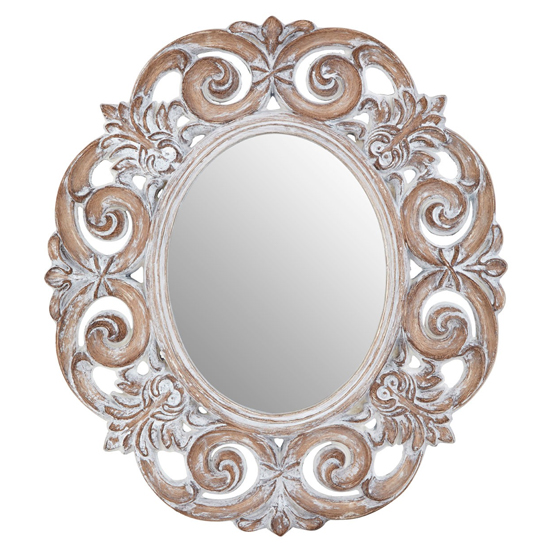 Astoya Scroll Design Wall Mirror In Antique White Furniture in Fashion