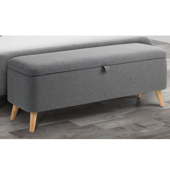 Abana Linen Upholstered Storage Blanket Box In Grey