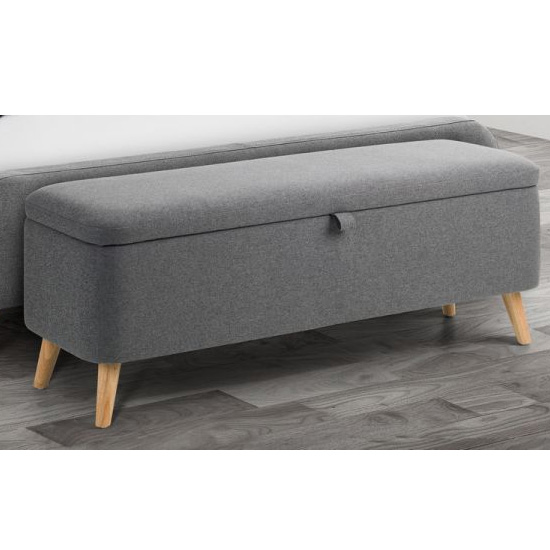 Astrid Linen Upholstered Storage Blanket Box In Grey FiF