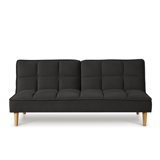 Astrid Fabric Sofa Bed In Dark Grey Velvet With Wooden Legs_4