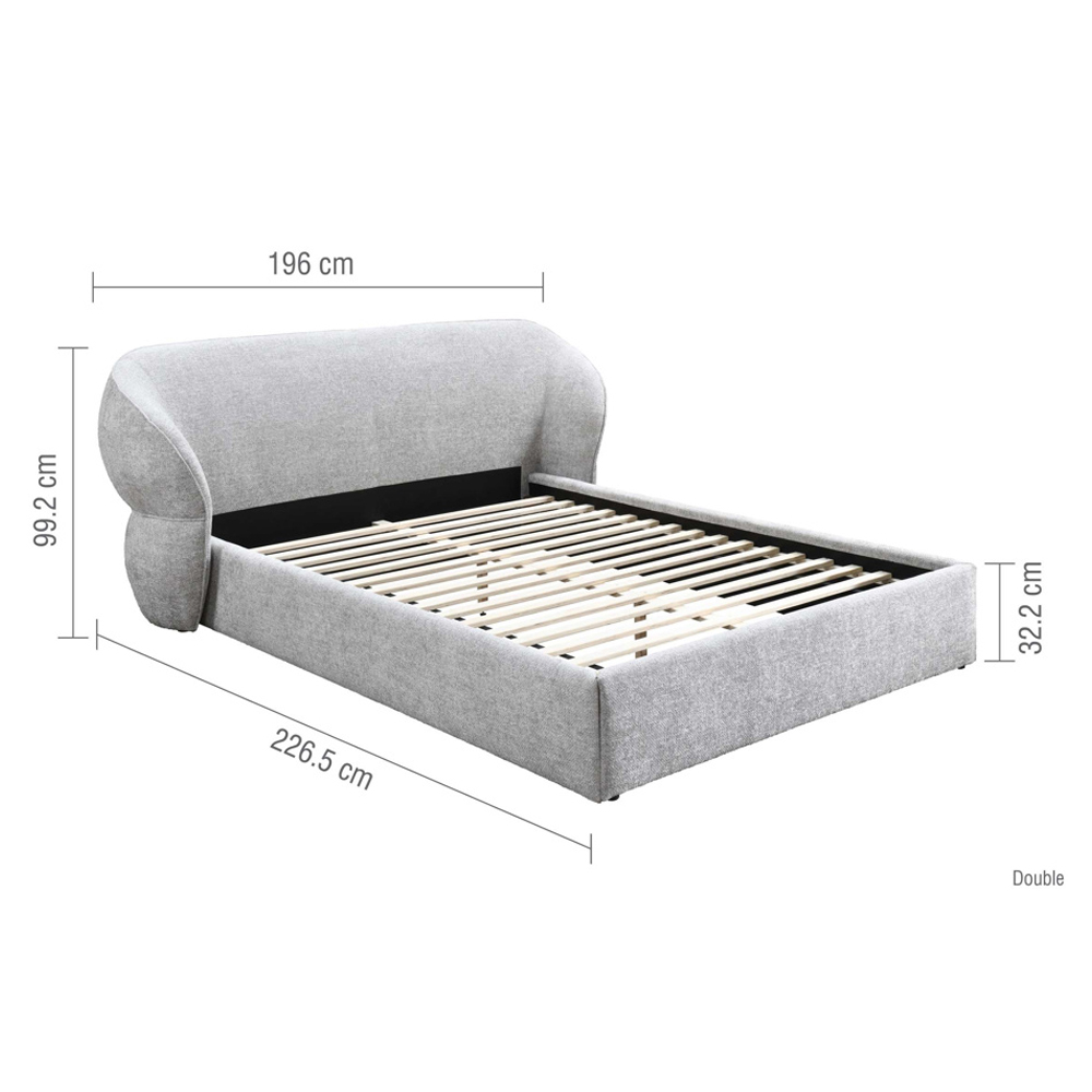 Atalla Fabric Double Bed in Grey