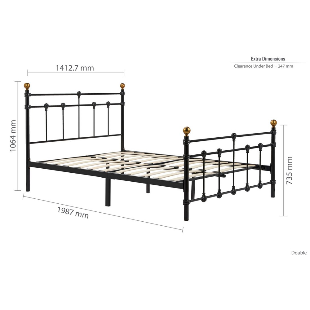 Atalla Metal Double Bed In Black
