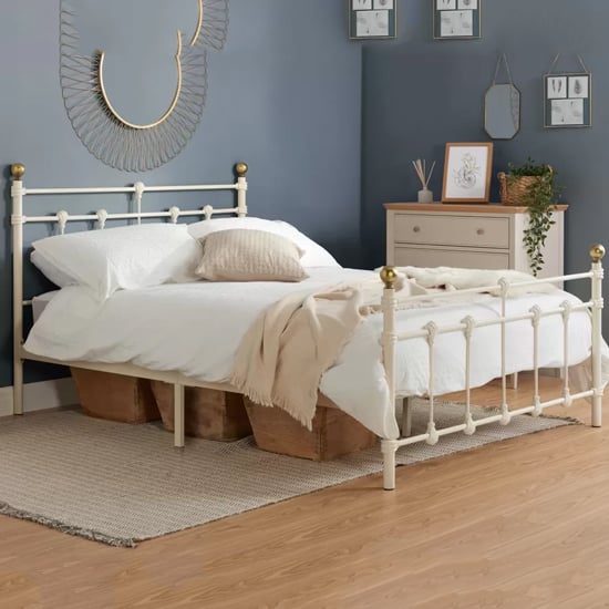 Atalla Metal Double Bed In Cream