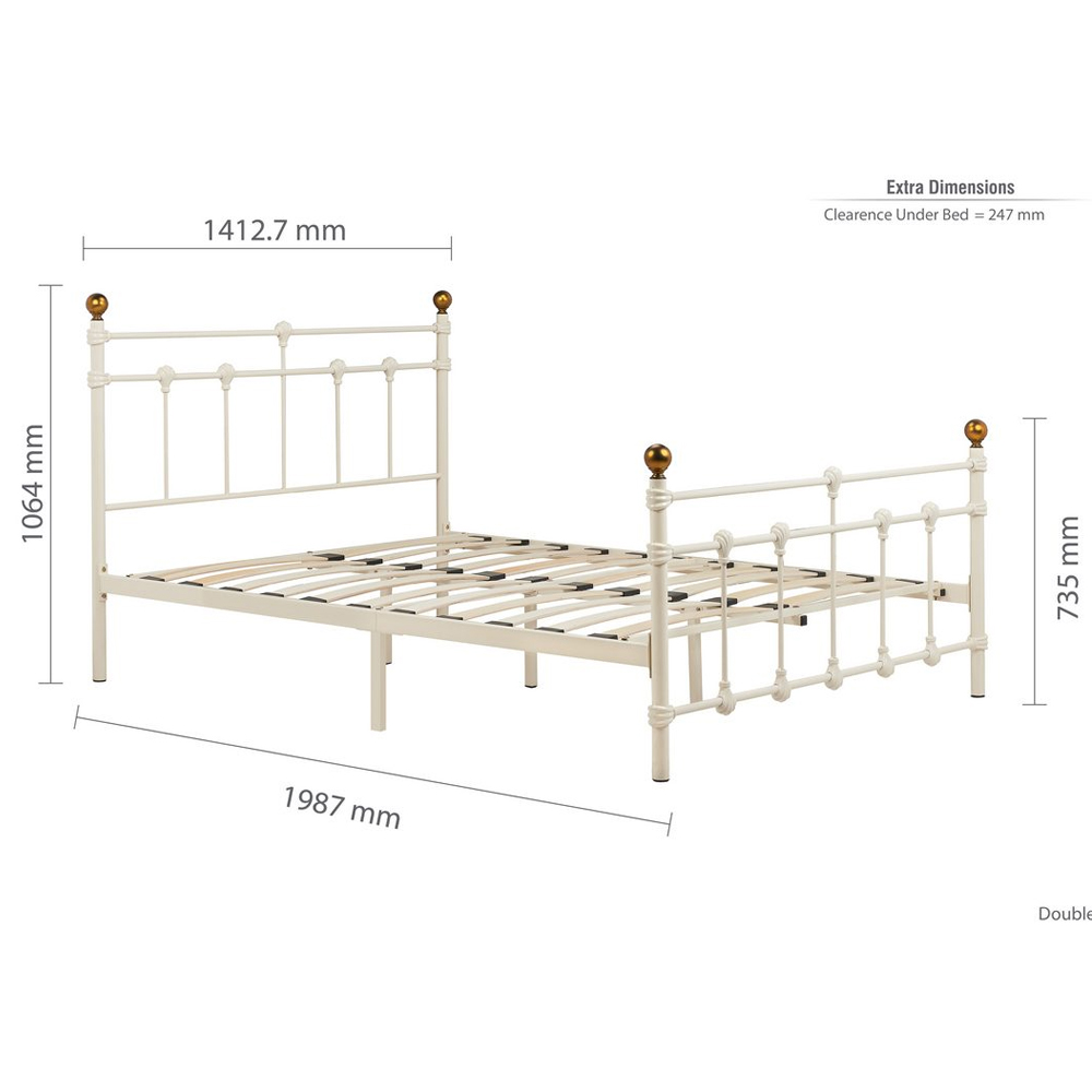 Atalla Metal Double Bed In Cream
