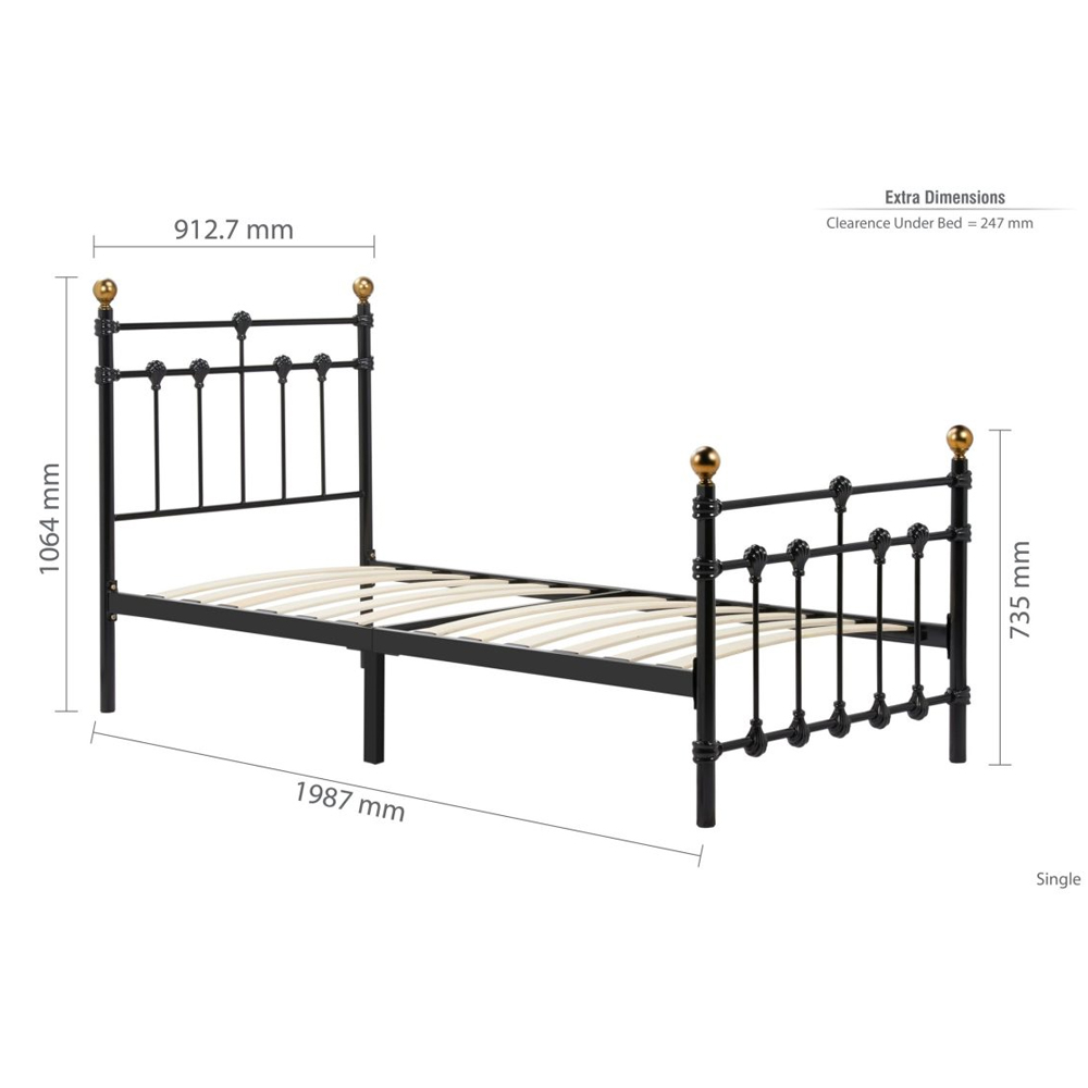 Atalla Metal Single Bed In Black