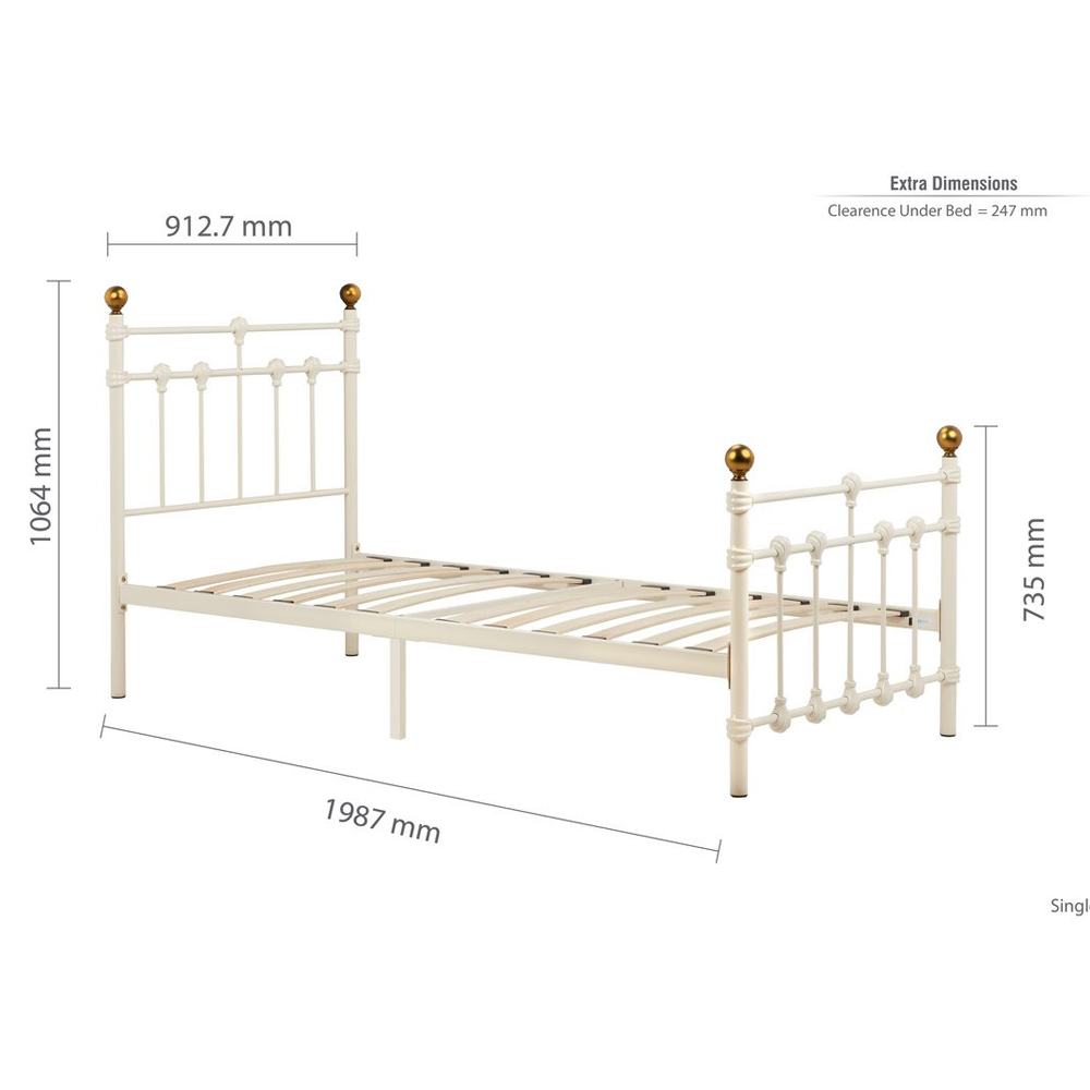 Atalla Metal Single Bed In Cream