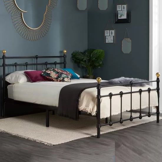 Product photograph of Atalla Metal Small Double Bed In Black from Furniture in Fashion