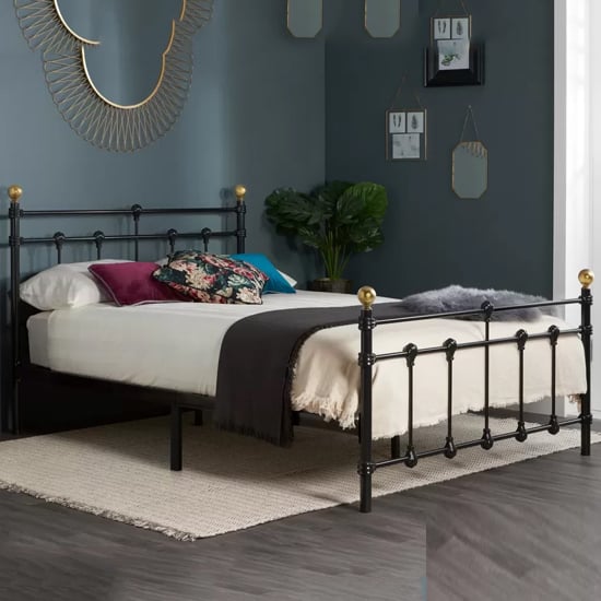 Read more about Atalla metal small double bed in black