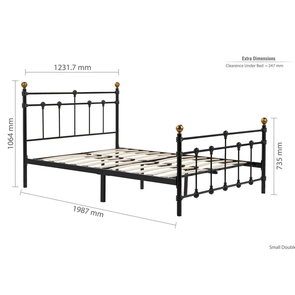Atalla Metal Small Double Bed In Black