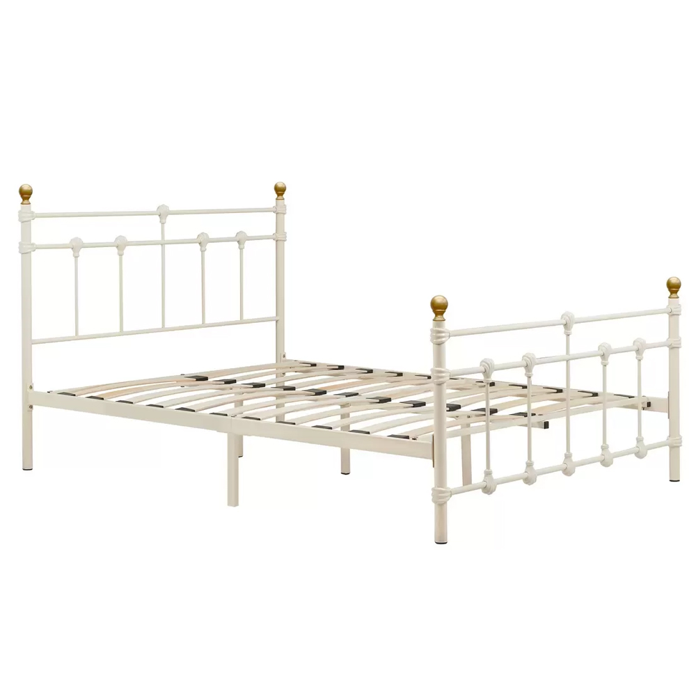 Atalla Metal Small Double Bed In Cream