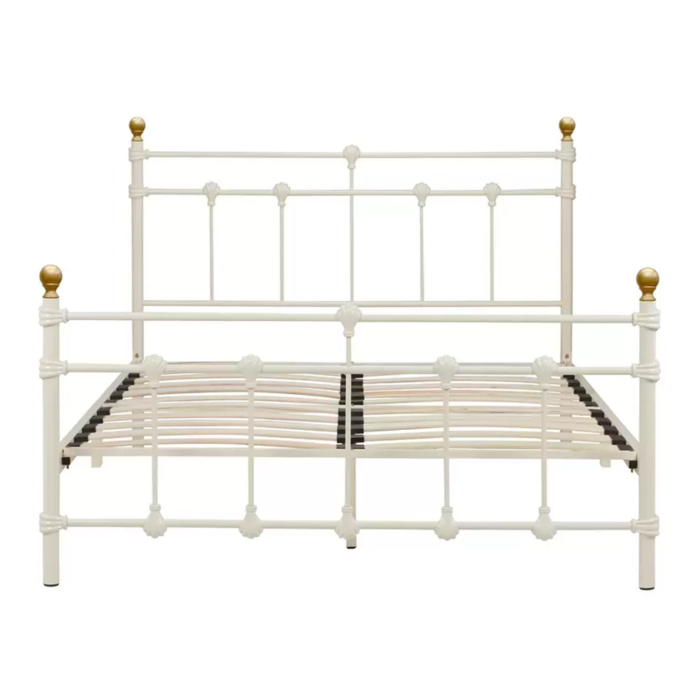 Atalla Metal Small Double Bed In Cream