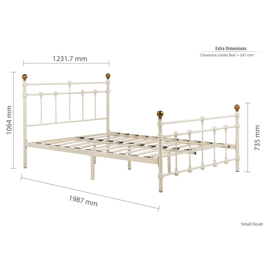 Atalla Metal Small Double Bed In Cream