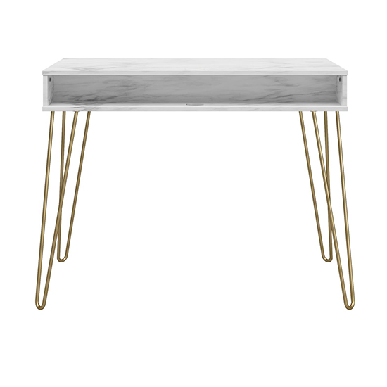 Anaheim Wooden Laptop Desk With Marble Effect In White
