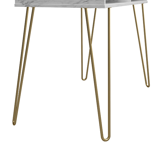 Anaheim Wooden Laptop Desk With Marble Effect In White