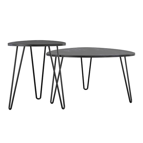 Aynho Wooden Nest Of 2 Tables In Black Marble Effect_3