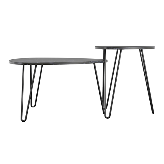 Anaheim Wooden Nest Of 2 Tables In Black Marble Effect