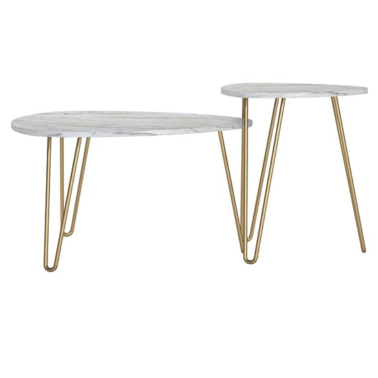 Aynho Wooden Nest Of 2 Tables In White Marble Effect_5