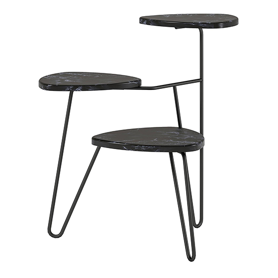 Athens Wooden Plant Stand In Black Marble Effect