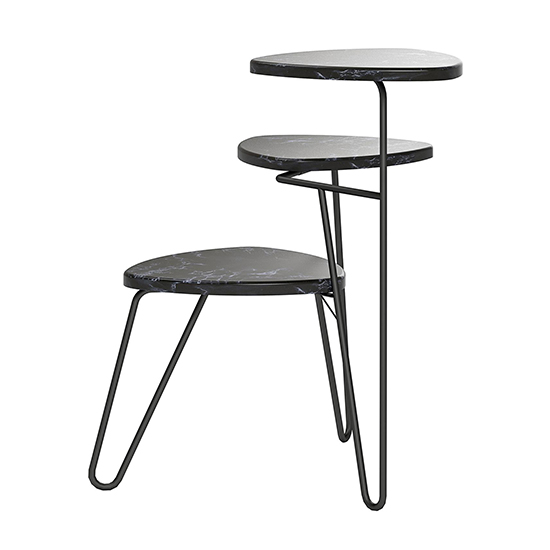 Athens Wooden Plant Stand In Black Marble Effect