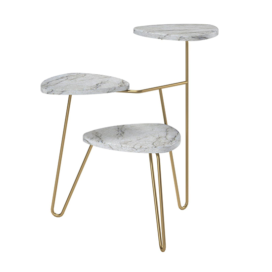Anaheim Wooden Plant Stand In White Marble Effect