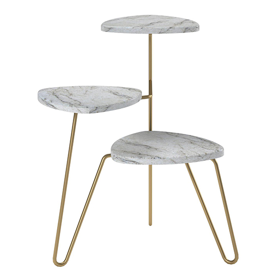 Anaheim Wooden Plant Stand In White Marble Effect