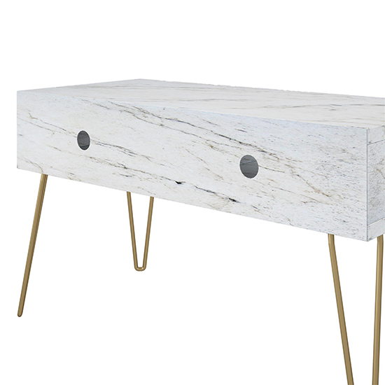 Anaheim Wooden TV Stand In White Marble Effect
