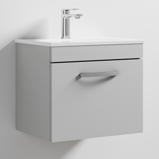 Product photograph of Athenia 50cm 1 Drawer Wall Vanity With Basin 2 In Grey Mist from Furniture in Fashion
