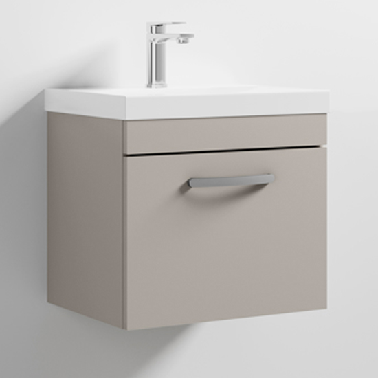 Read more about Athenia 50cm 1 drawer wall vanity with basin 3 in stone grey