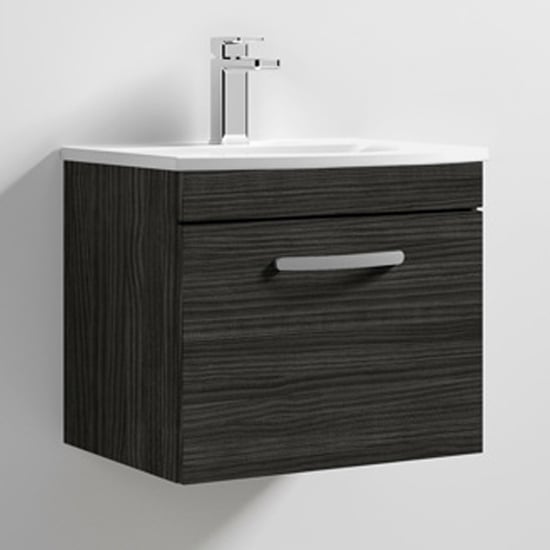 Product photograph of Athenia 50cm 1 Drawer Wall Vanity With Basin 4 In Black from Furniture in Fashion