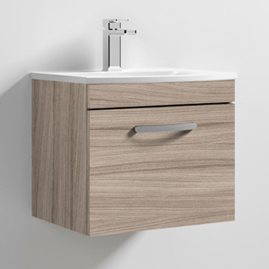 Read more about Athenia 50cm 1 drawer wall vanity with basin 4 in driftwood
