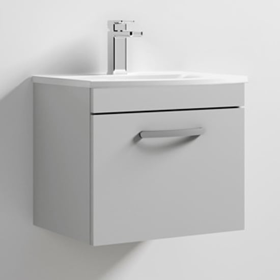 Product photograph of Athenia 50cm 1 Drawer Wall Vanity With Basin 4 In Grey Mist from Furniture in Fashion